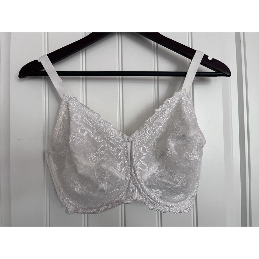 Wacoal Retro Chic Full Figure Underwire Bra 36DDD White 85720 Lace 517